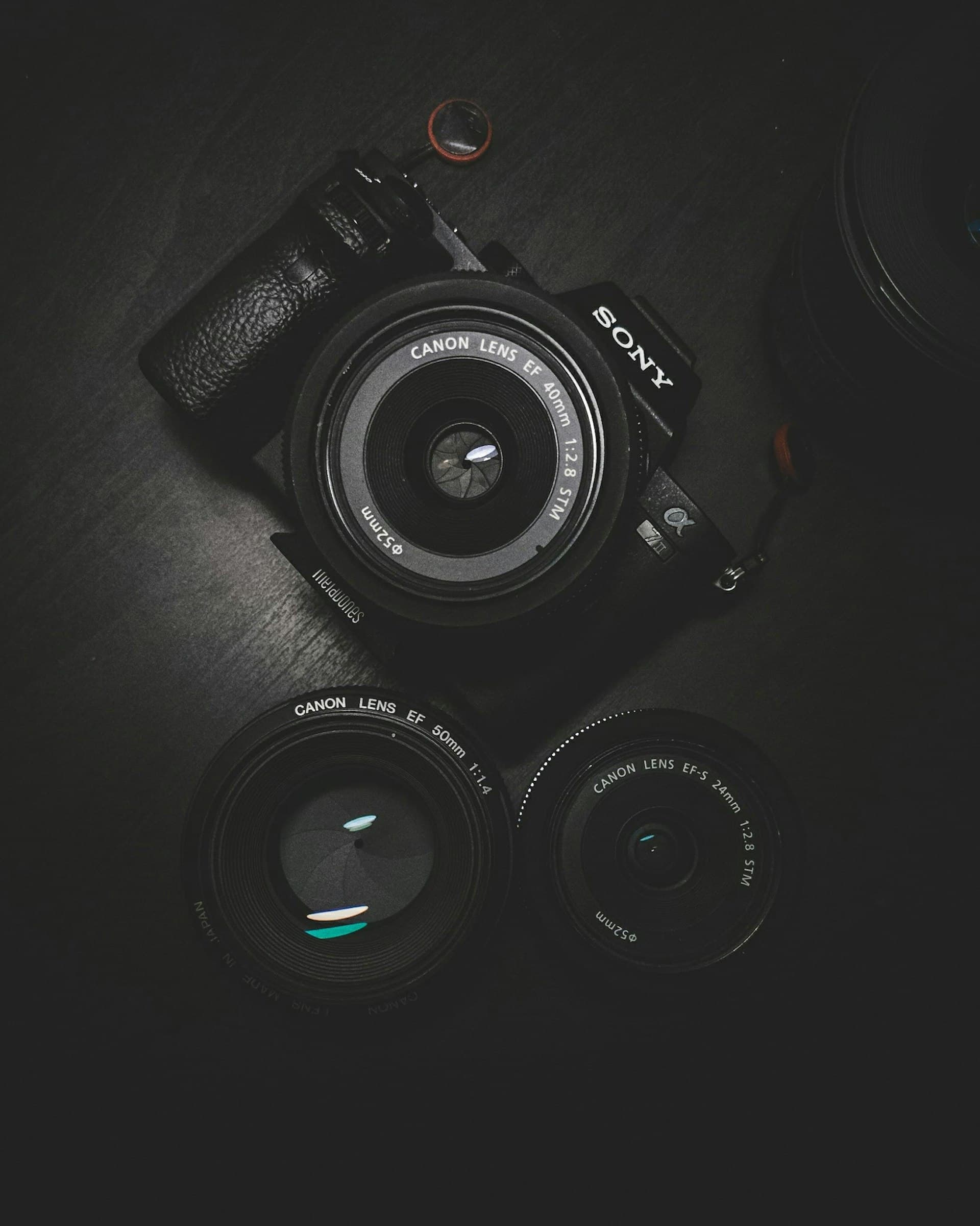 Camera equipment on a photographer's desk